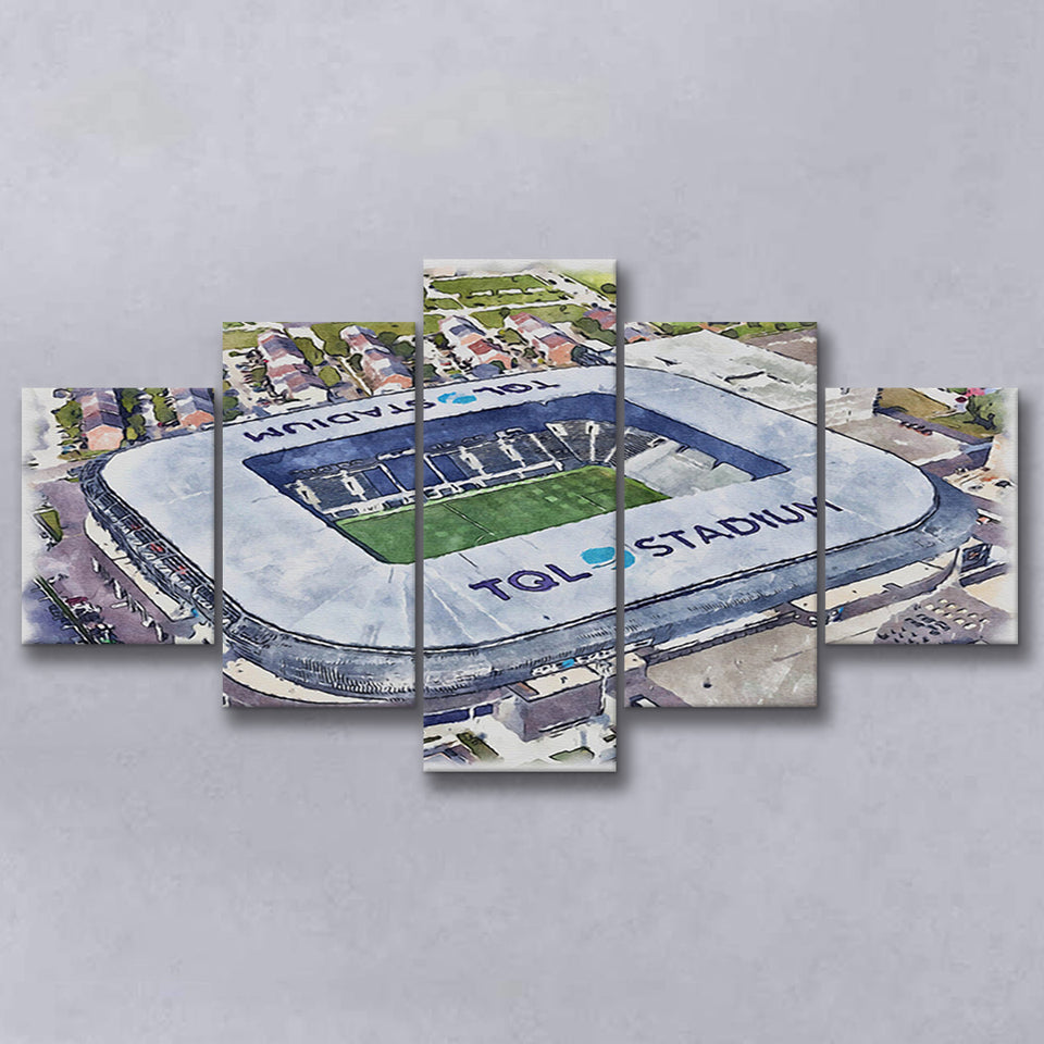TQL Stadium WaterColor 5 Panels Mix Canvas Prints, Cincinnati Ohio Watercolor, Large Stadium Canvas