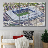 TQL Stadium WaterColor 5 Panels B Mixed Canvas Prints, Extra Large, Cincinnati Ohio Watercolor