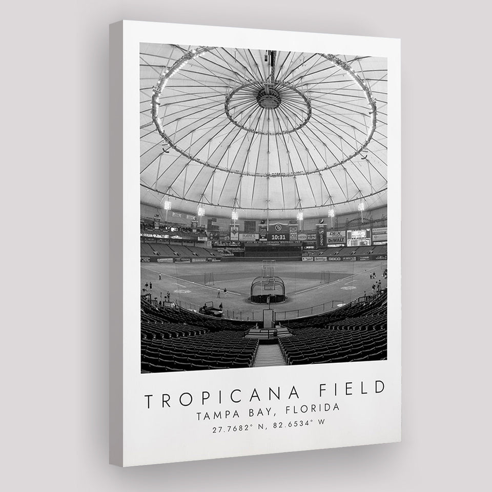 Tropicana Field Tampa Bay Rays, Stadium Print For Baseball Lovers, Black And White, Canvas Print Wall Art