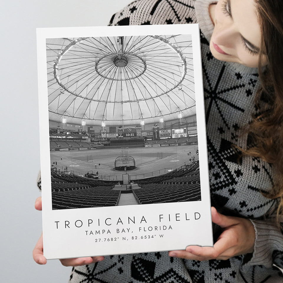 Tropicana Field Tampa Bay Rays, Stadium Print For Baseball Lovers, Black And White, Canvas Print Wall Art