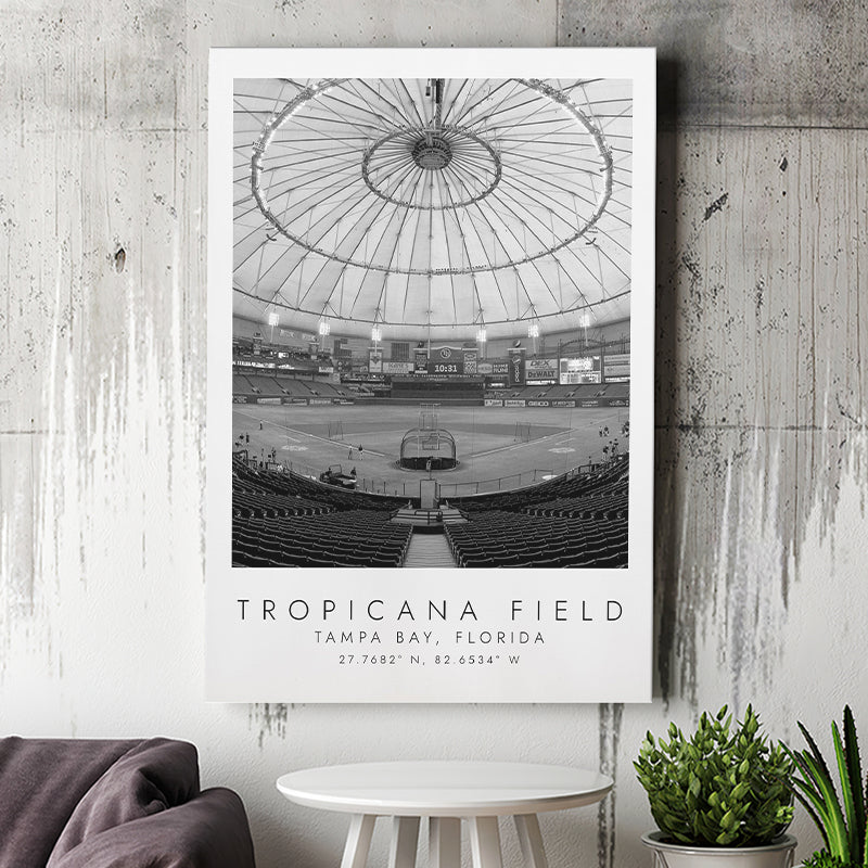 Tropicana Field Tampa Bay Rays, Stadium Print For Baseball Lovers, Black And White, Canvas Print Wall Art