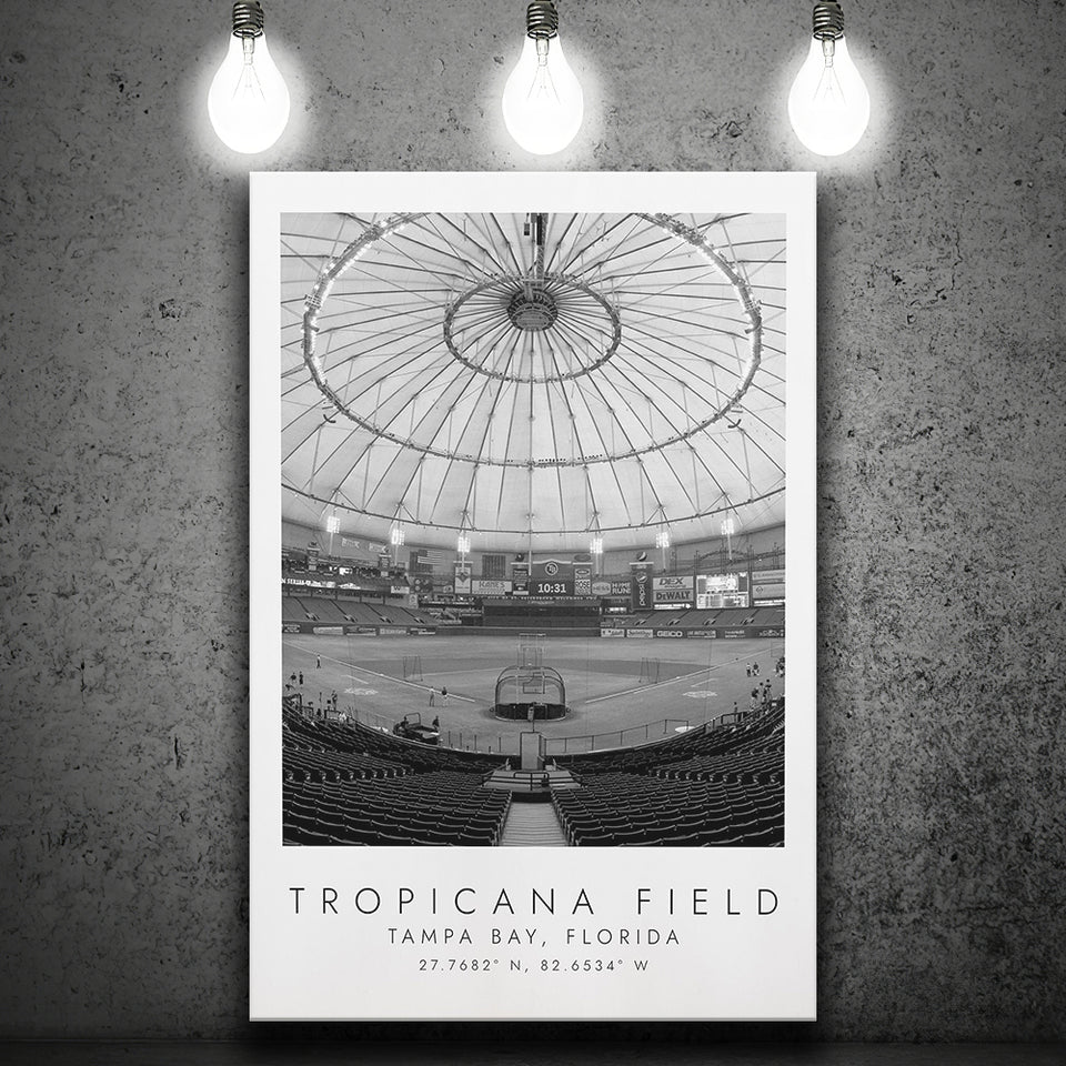 Tropicana Field Tampa Bay Rays, Stadium Print For Baseball Lovers, Black And White, Canvas Print Wall Art