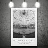Tropicana Field Tampa Bay Rays, Stadium Print For Baseball Lovers, Black And White, Canvas Print Wall Art