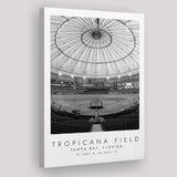 Tropicana Field Tampa Bay Rays, Stadium Print For Baseball Lovers, Black And White, Canvas Print Wall Art
