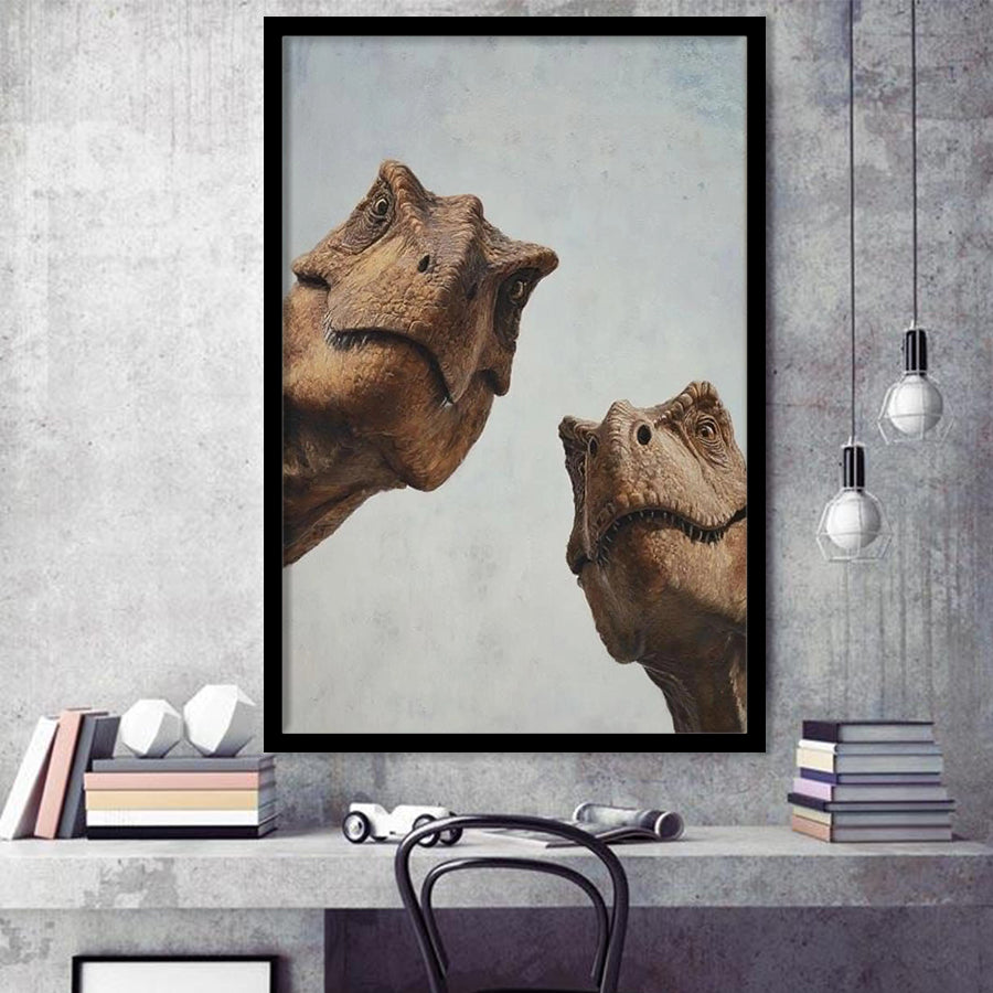 T Rex Wall Art, Mid Century Wall Art, Dinosaur Wall Art Print, Teal Orange Print, Framed Art Print, Fine Art Wall Decor