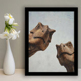 T Rex Wall Art, Mid Century Wall Art, Dinosaur Wall Art Print, Teal Orange Print, Framed Art Print, Fine Art Wall Decor