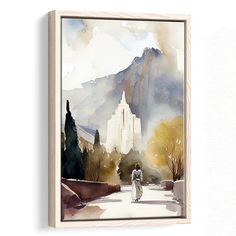 Temple Mountain Water Color, Framed Canvas Painting, Framed Canvas Prints Wall Art Decor