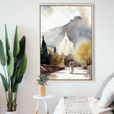 Temple Mountain Water Color, Framed Canvas Painting, Framed Canvas Prints Wall Art Decor