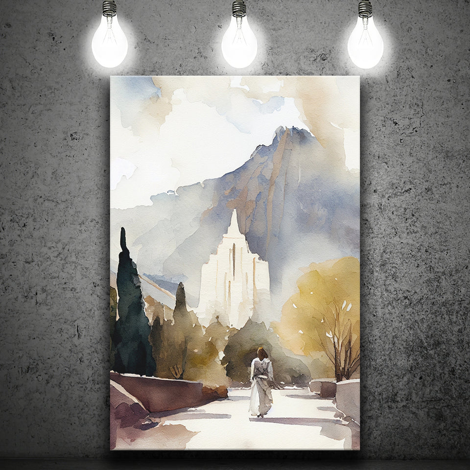 Temple Mountain Water Color, Canvas Painting, Canvas Prints Wall Art Decor