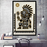 Tezcatlipoca Wall Art, Aztec Mexico Folk Art Print, Indigenous Culture Decor, Framed Art Print, Fine Art Wall Decor