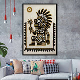 Tezcatlipoca Wall Art, Aztec Mexico Folk Art Print, Indigenous Culture Decor, Framed Art Print, Fine Art Wall Decor