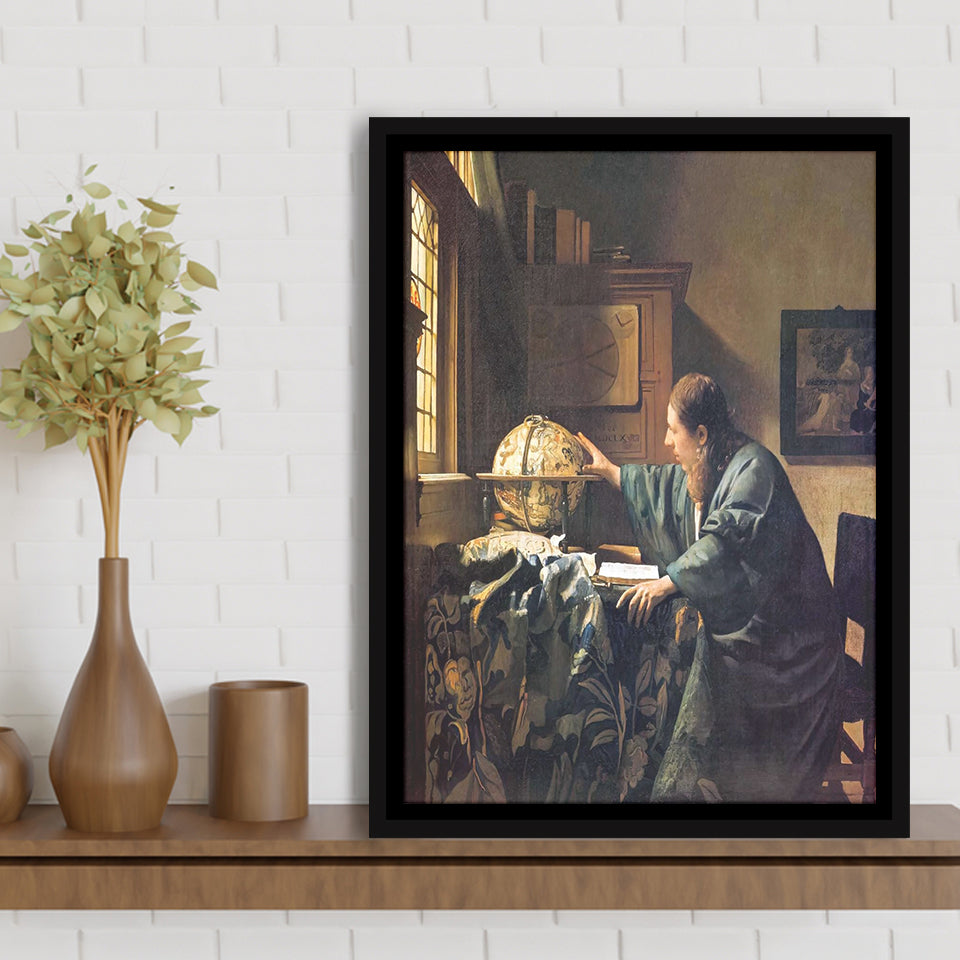 The Astronomer By Jan Vermeer Canvas Print,Jan Vermeer Art,Framed Canvas Prints Wall Art Decor, Floating Frame