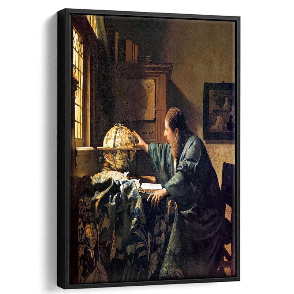 The Astronomer By Jan Vermeer Canvas Print,Jan Vermeer Art,Framed Canvas Prints Wall Art Decor, Floating Frame