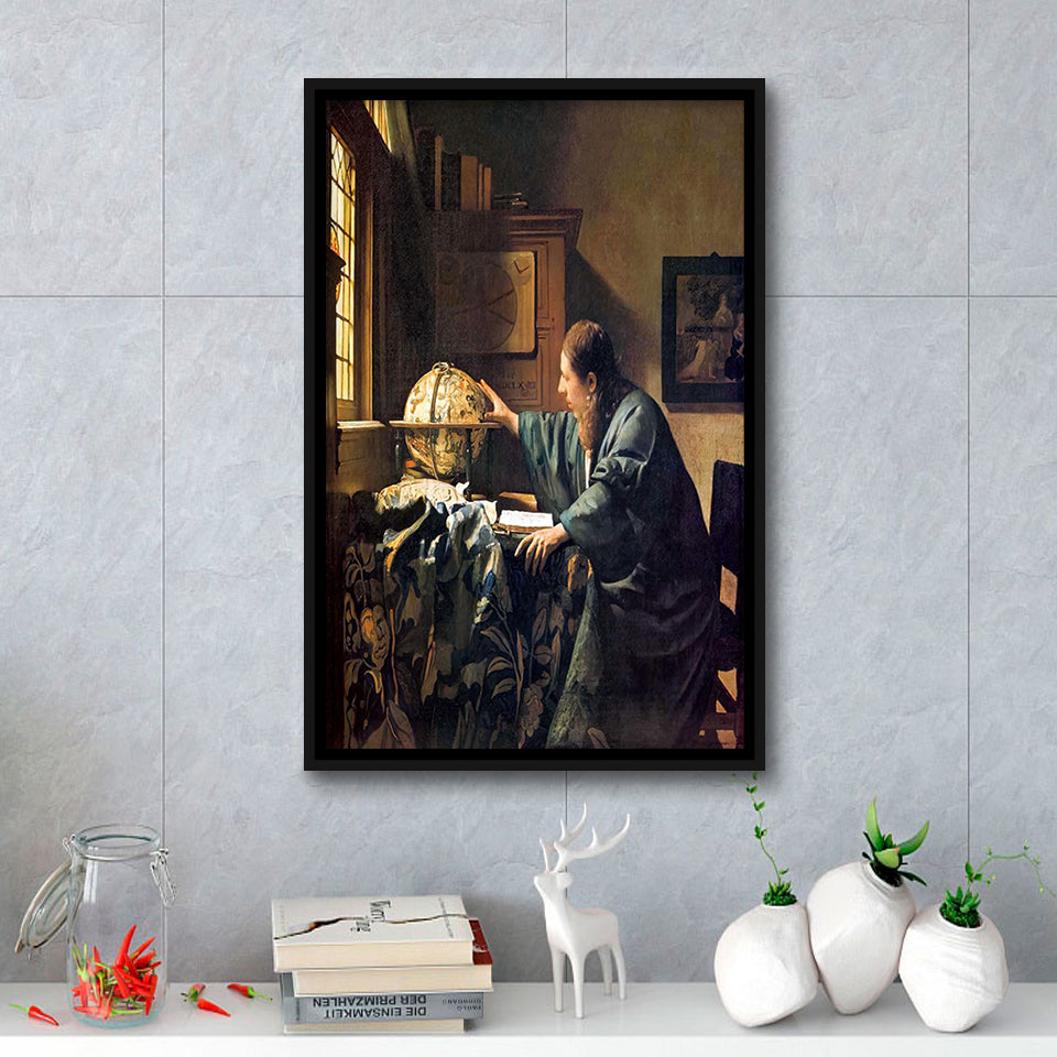 The Astronomer By Jan Vermeer Canvas Print,Jan Vermeer Art,Framed Canvas Prints Wall Art Decor, Floating Frame