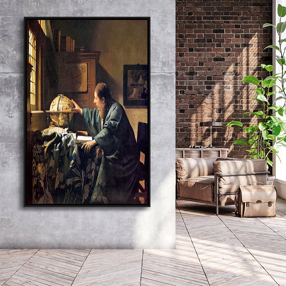 The Astronomer By Jan Vermeer Canvas Print,Jan Vermeer Art,Framed Canvas Prints Wall Art Decor, Floating Frame
