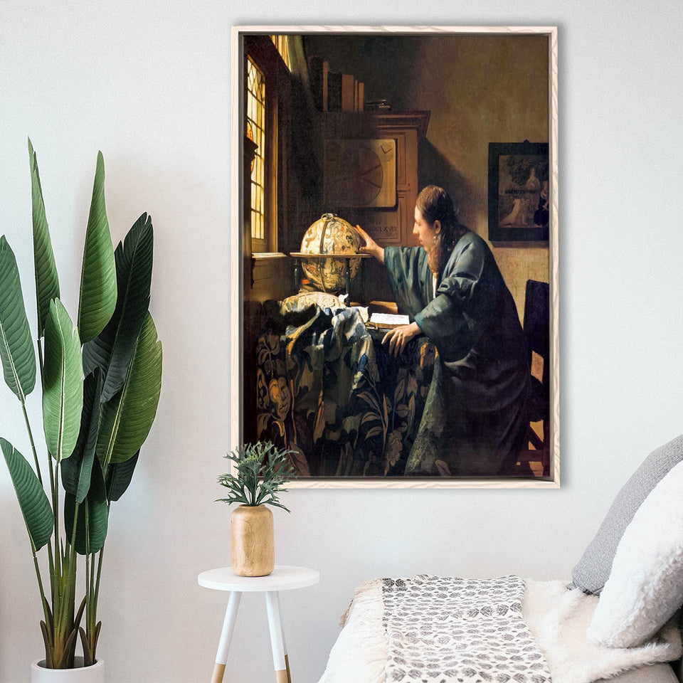The Astronomer By Jan Vermeer Canvas Print,Jan Vermeer Art,Framed Canvas Prints Wall Art Decor, Floating Frame
