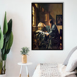 The Astronomer By Jan Vermeer Canvas Print,Jan Vermeer Art,Framed Canvas Prints Wall Art Decor, Floating Frame