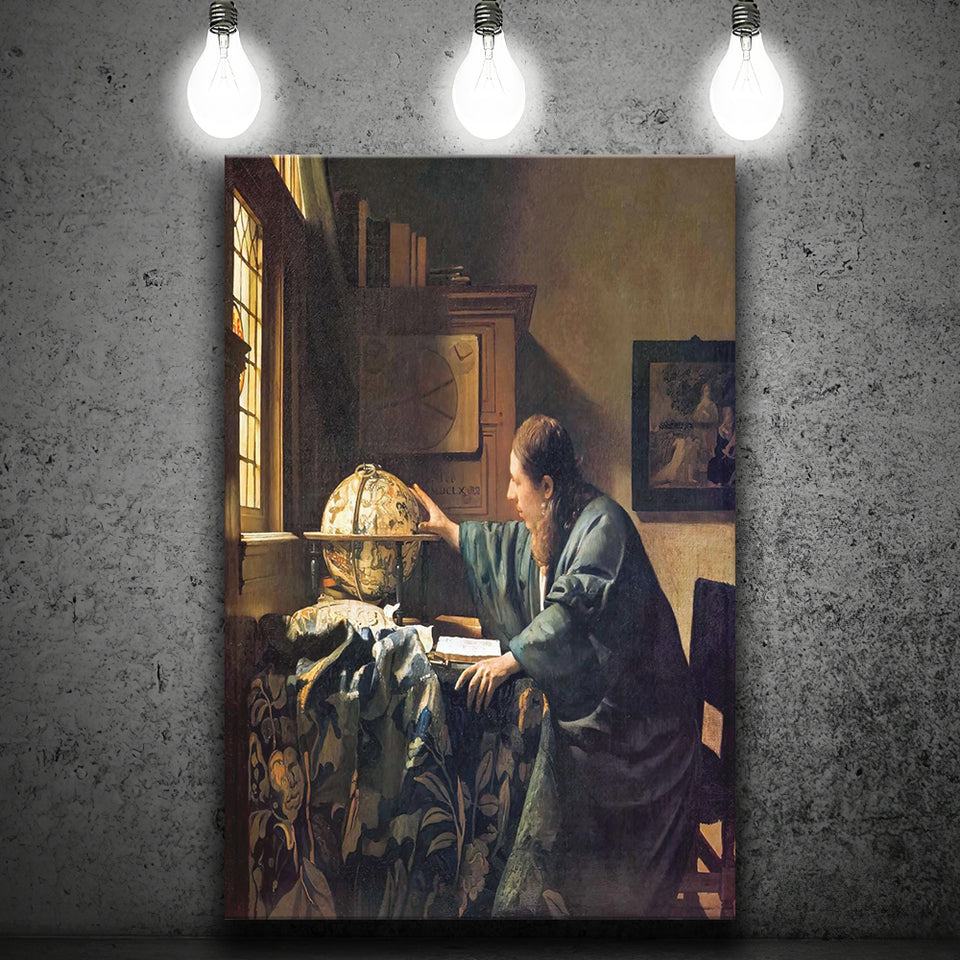 The Astronomer By Jan Vermeer Canvas Print,Jan Vermeer Art,Dutch Golden Age Art, Canvas Painting, Canvas Print Wall Art Decor
