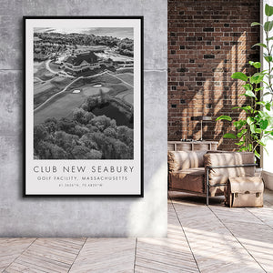 The Club at New Seabury Golf Course, Golf Art Print, Floating Frame, Framed Canvas Print Wall Art