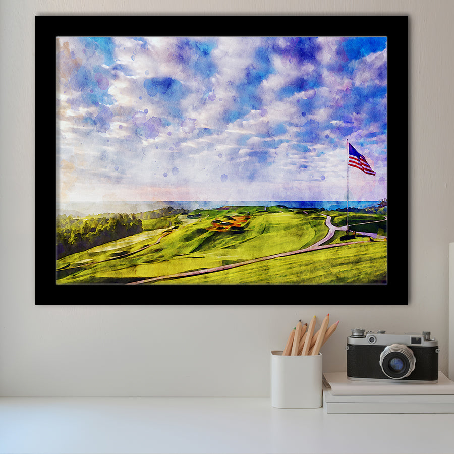 The Donald Ross Course At French Lick Watercolor Painting, Golf Art, Gift for him, Framed Art Prints Wall Decor
