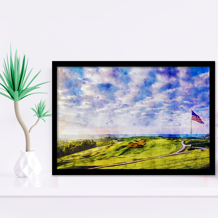 The Donald Ross Course At French Lick Watercolor Painting, Golf Art, Gift for him, Framed Art Prints Wall Decor