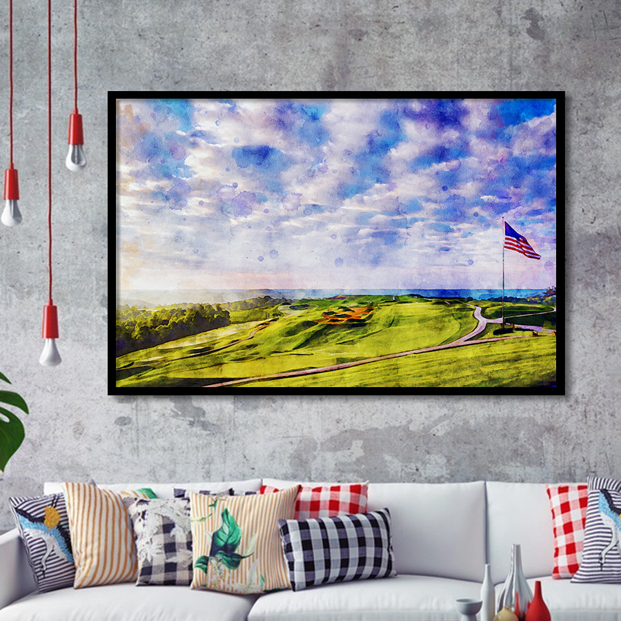 The Donald Ross Course At French Lick Watercolor Painting, Golf Art, Gift for him, Framed Art Prints Wall Decor