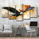 The Eagle Flying, Landscape Oil Painting, Mixed 5 Panel Canvas Print Wall Art Home Decor, Large Canvas Painting