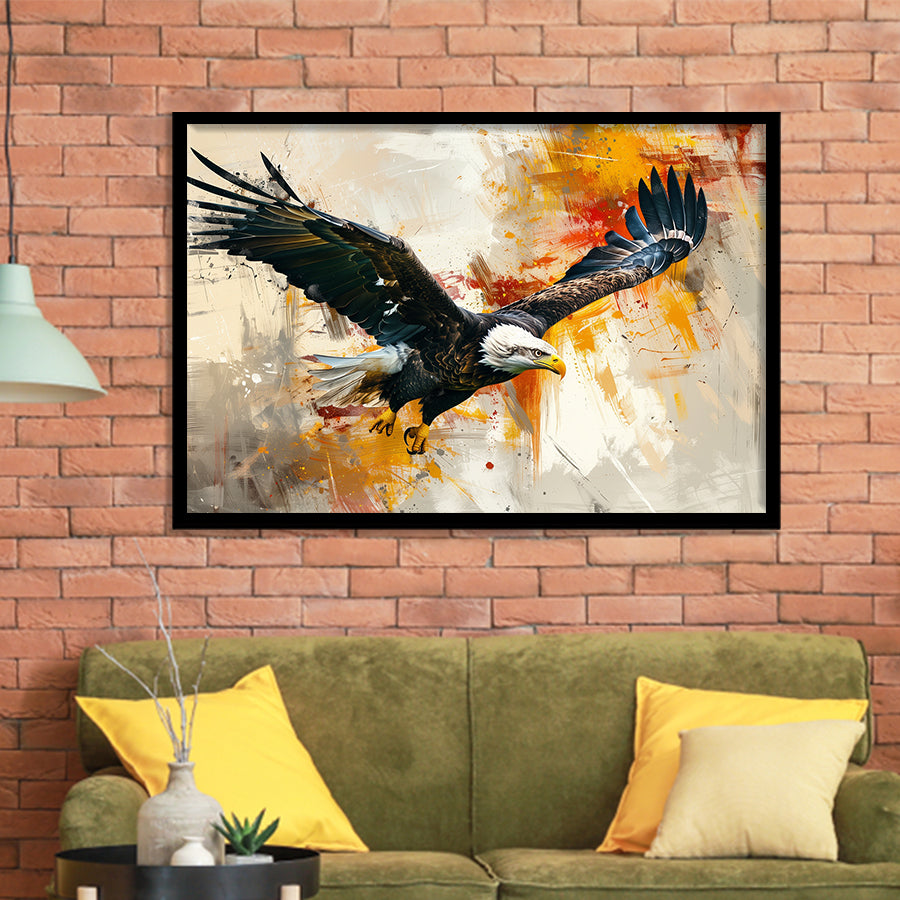 The Eagle Flying, Landscape Oil Painting, Framed Art Print Wall Decor, Picture Framed Painting Art