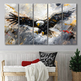 The Eagle Is Spreading Its Wings And Flying Painting, Mixed 5 Panel B Canvas Print Wall Art Decor, Extra Large Canvas