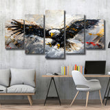 The Eagle Is Spreading Its Wings And Flying Painting, Mixed 5 Panel Canvas Print Wall Art Home Decor, Large Canvas Painting