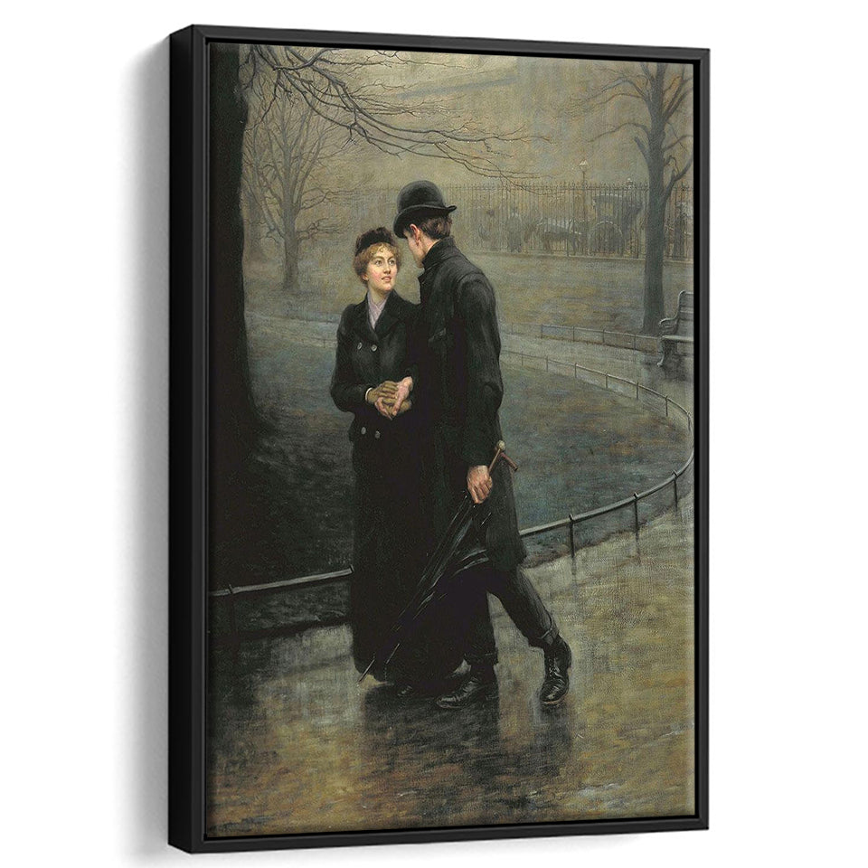 The Garden Of Eden, Romantic Antique Artwork, Couple In Love,Framed Canvas Prints Wall Art Decor, Floating Frame