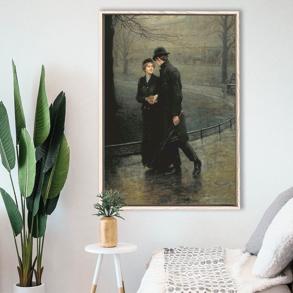 The Garden Of Eden, Romantic Antique Artwork, Couple In Love,Framed Canvas Prints Wall Art Decor, Floating Frame
