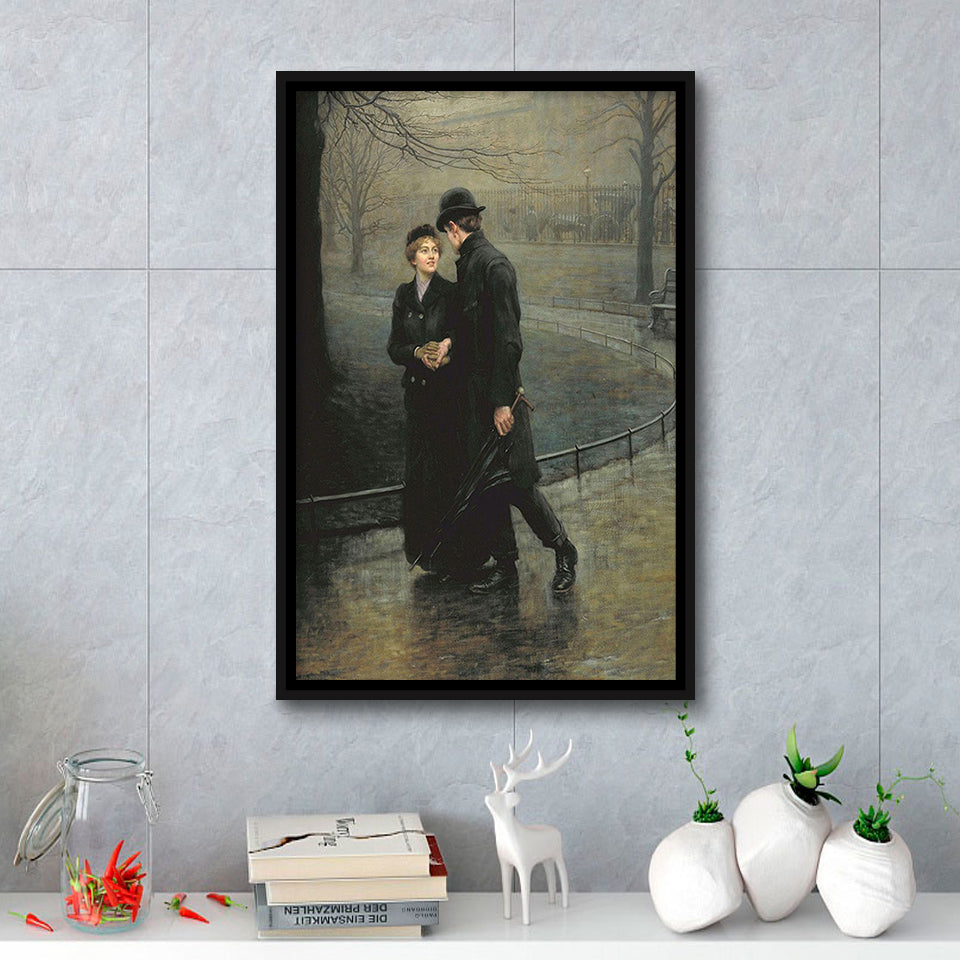 The Garden Of Eden, Romantic Antique Artwork, Couple In Love,Framed Canvas Prints Wall Art Decor, Floating Frame