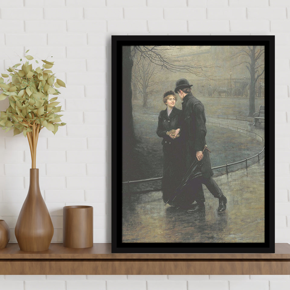 The Garden Of Eden, Romantic Antique Artwork, Couple In Love,Framed Canvas Prints Wall Art Decor, Floating Frame