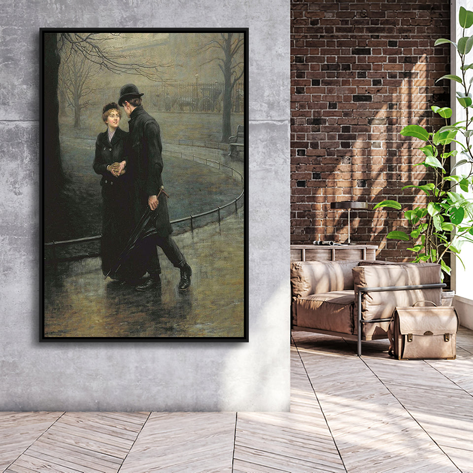 The Garden Of Eden, Romantic Antique Artwork, Couple In Love,Framed Canvas Prints Wall Art Decor, Floating Frame