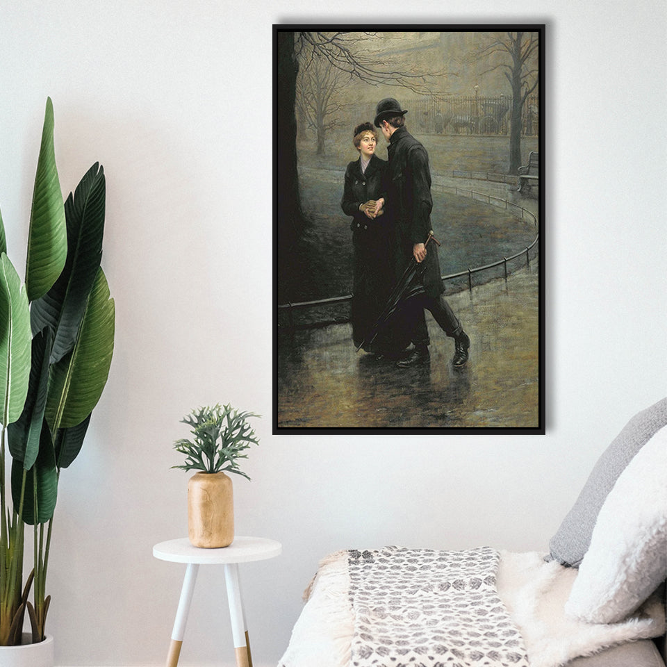 The Garden Of Eden, Romantic Antique Artwork, Couple In Love,Framed Canvas Prints Wall Art Decor, Floating Frame