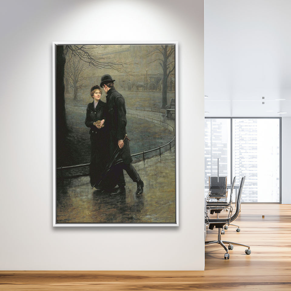 The Garden Of Eden, Romantic Antique Artwork, Couple In Love,Framed Canvas Prints Wall Art Decor, Floating Frame