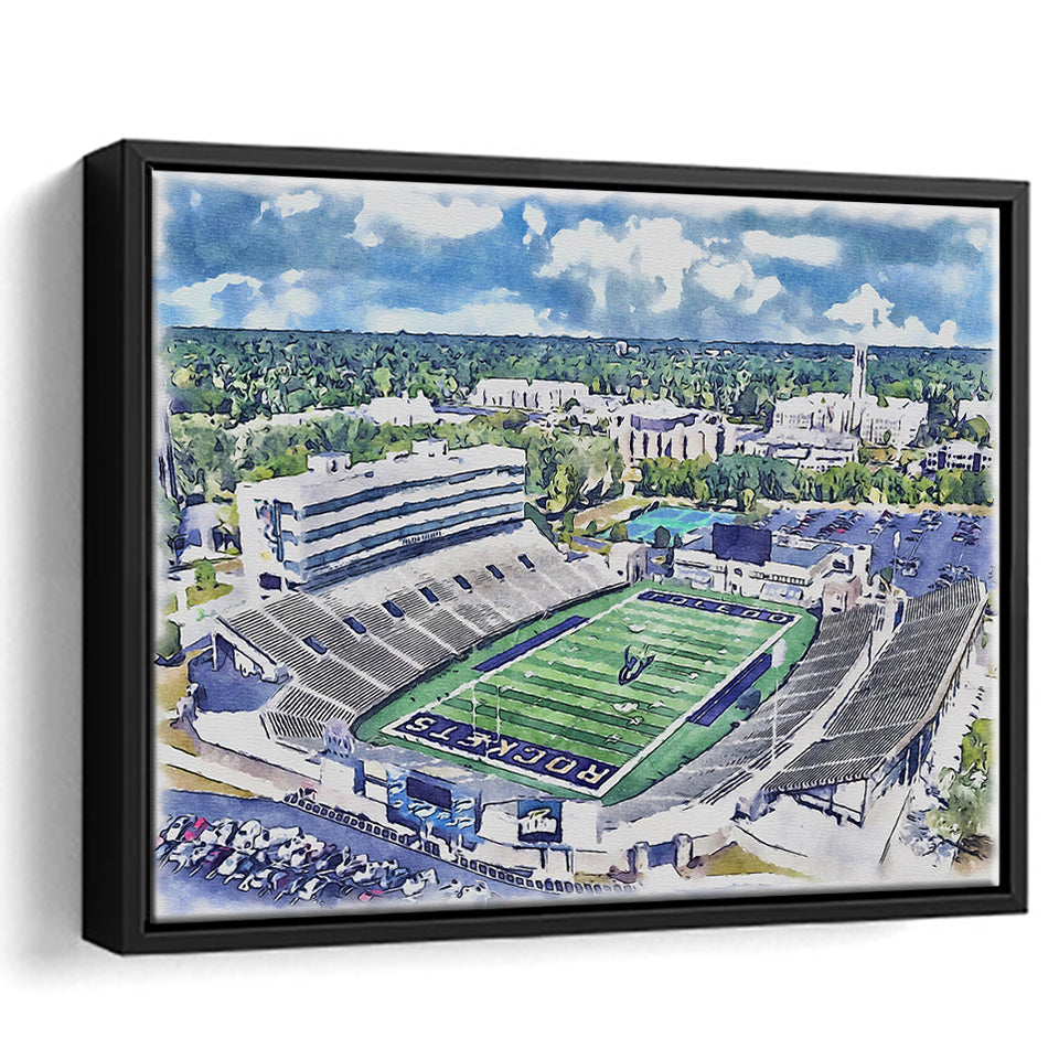 The Glass Bowl WaterColor Framed Canvas Prints, Toledo Ohio Watercolor, Stadium Art Gifts, Floating Frame