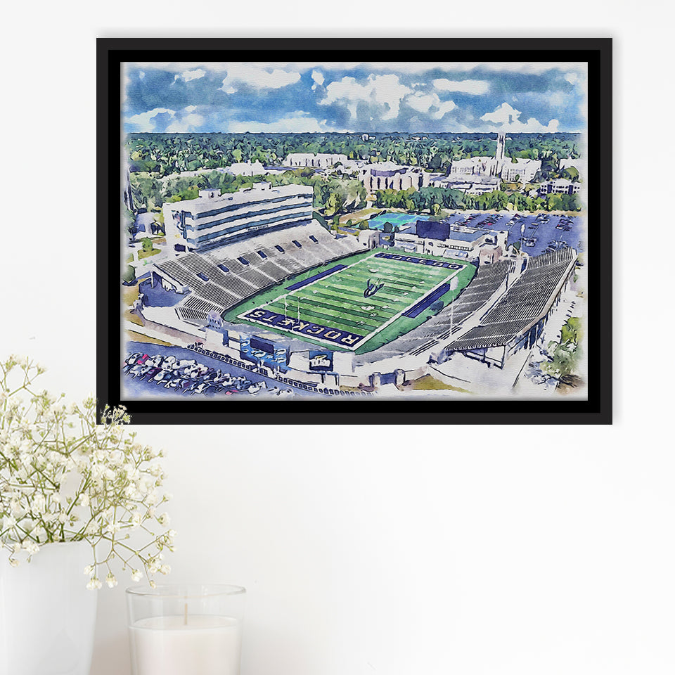 The Glass Bowl WaterColor Framed Canvas Prints, Toledo Ohio Watercolor, Stadium Art Gifts, Floating Frame