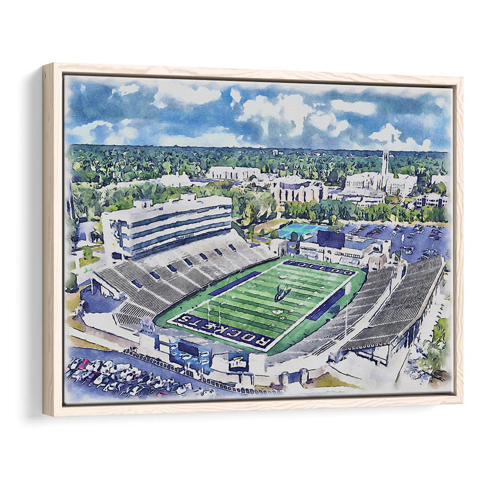 The Glass Bowl WaterColor Framed Canvas Prints, Toledo Ohio Watercolor, Stadium Art Gifts, Floating Frame