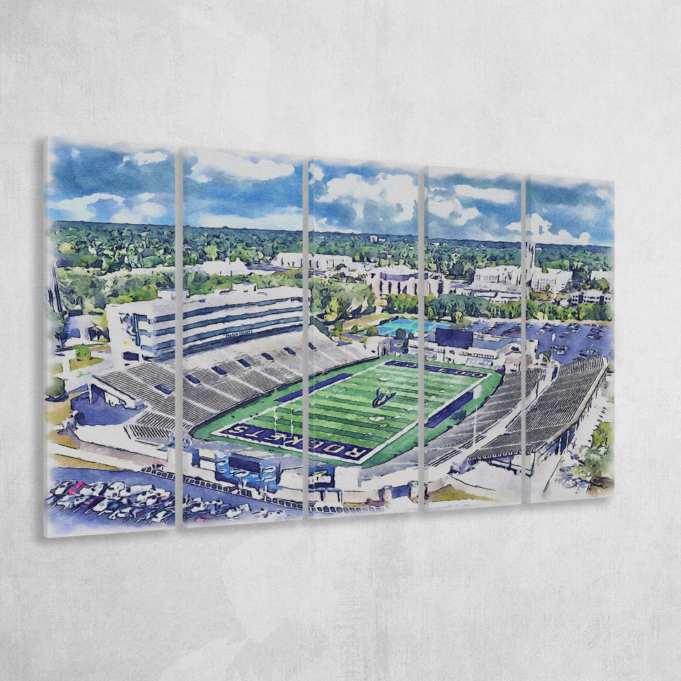 The Glass Bowl WaterColor 5 Panels B Mixed Canvas Prints, Extra Large, Toledo Ohio Watercolor