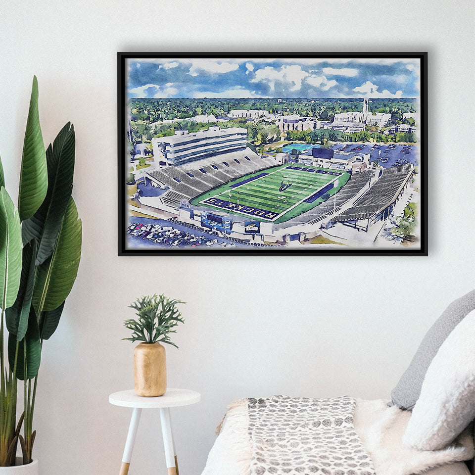 The Glass Bowl WaterColor Framed Canvas Prints, Toledo Ohio Watercolor, Stadium Art Gifts, Floating Frame