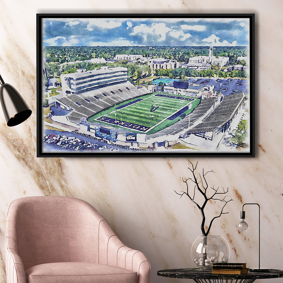 The Glass Bowl WaterColor Framed Canvas Prints, Toledo Ohio Watercolor, Stadium Art Gifts, Floating Frame