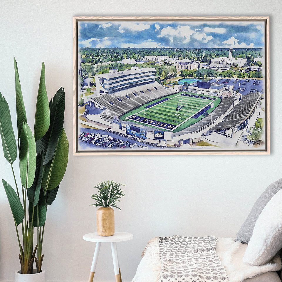 The Glass Bowl WaterColor Framed Canvas Prints, Toledo Ohio Watercolor, Stadium Art Gifts, Floating Frame