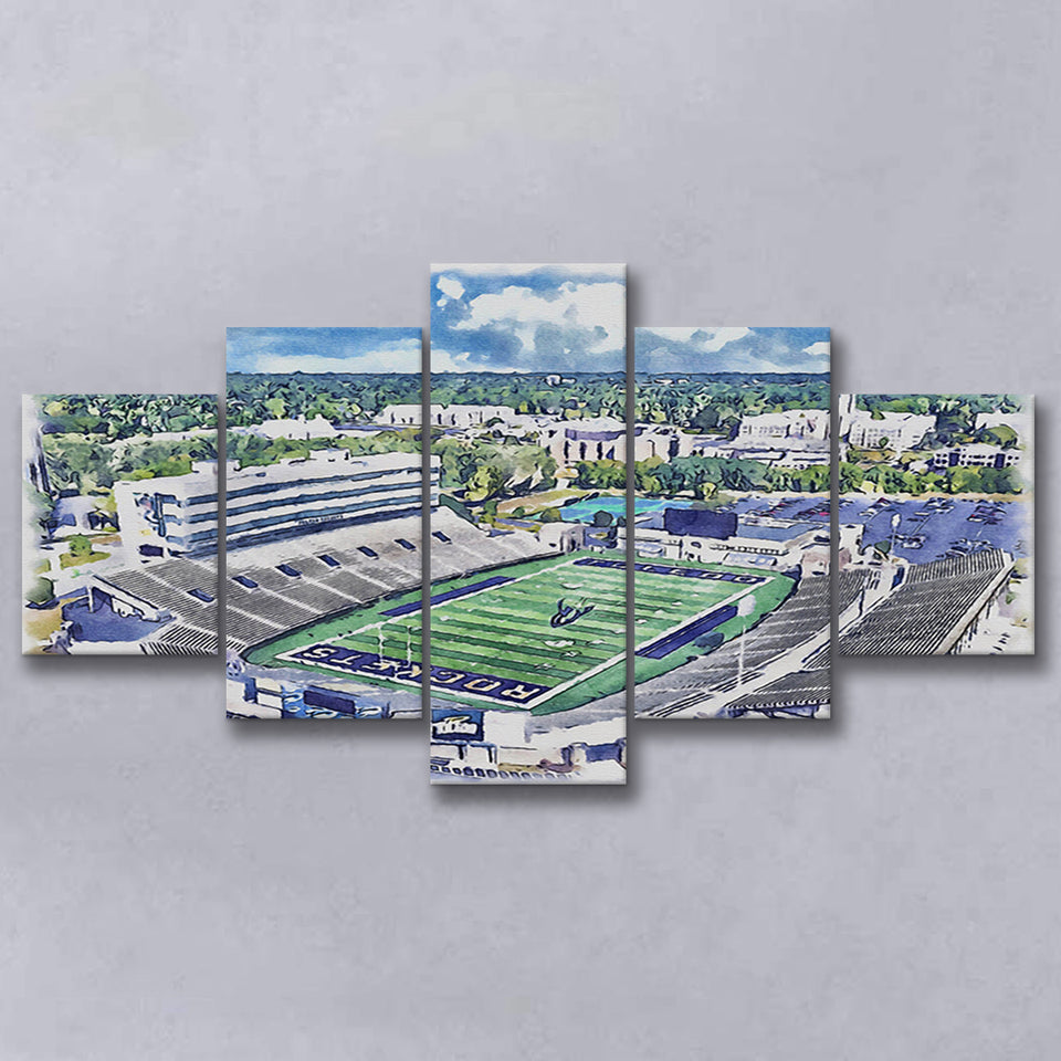 The Glass Bowl WaterColor 5 Panels Mix Canvas Prints, Toledo Ohio Watercolor, Large Stadium Canvas