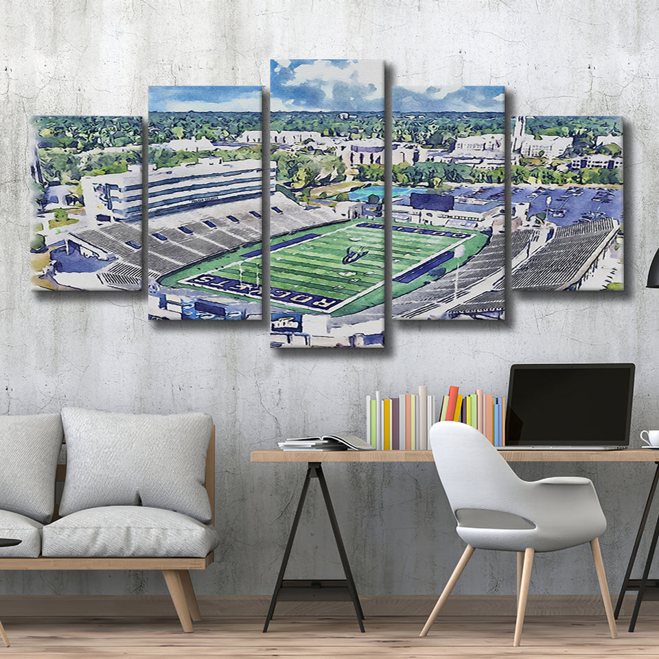 The Glass Bowl WaterColor 5 Panels Mix Canvas Prints, Toledo Ohio Watercolor, Large Stadium Canvas