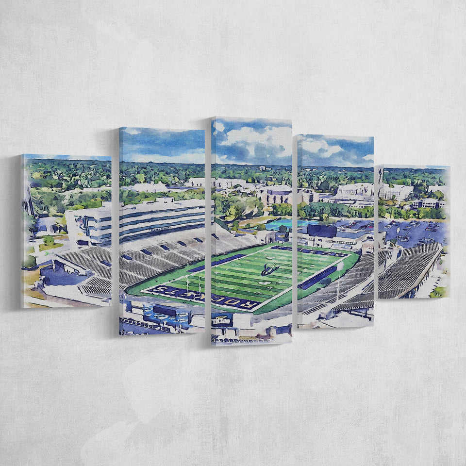 The Glass Bowl WaterColor 5 Panels Mix Canvas Prints, Toledo Ohio Watercolor, Large Stadium Canvas