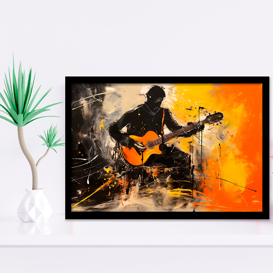 The Man Playing Guita Oil Painting, Framed Art Print Wall Decor, Framed Picture