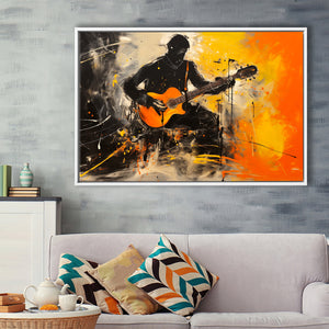 The Man Playing Guita Oil Painting, Framed Canvas Painting, Framed Canvas Prints Wall Art Decor