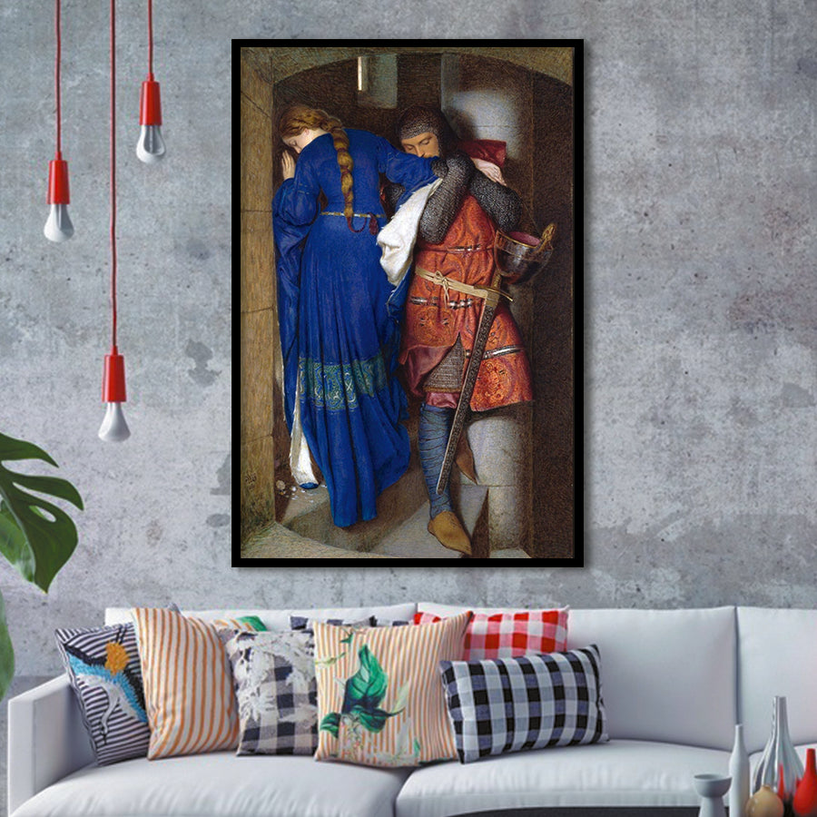 The Meeting On The Turret Stairs Exhibition Print Art, Frederic William Burton ,Framed Art Prints Wall Decor, Picture Framed